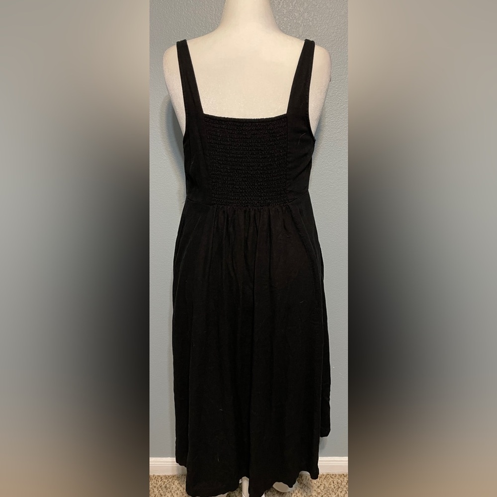 Old Navy Black Midi Dress Fit & Flare Sleeveless Minimal Capsule Pockets Large - Picture 4 of 9